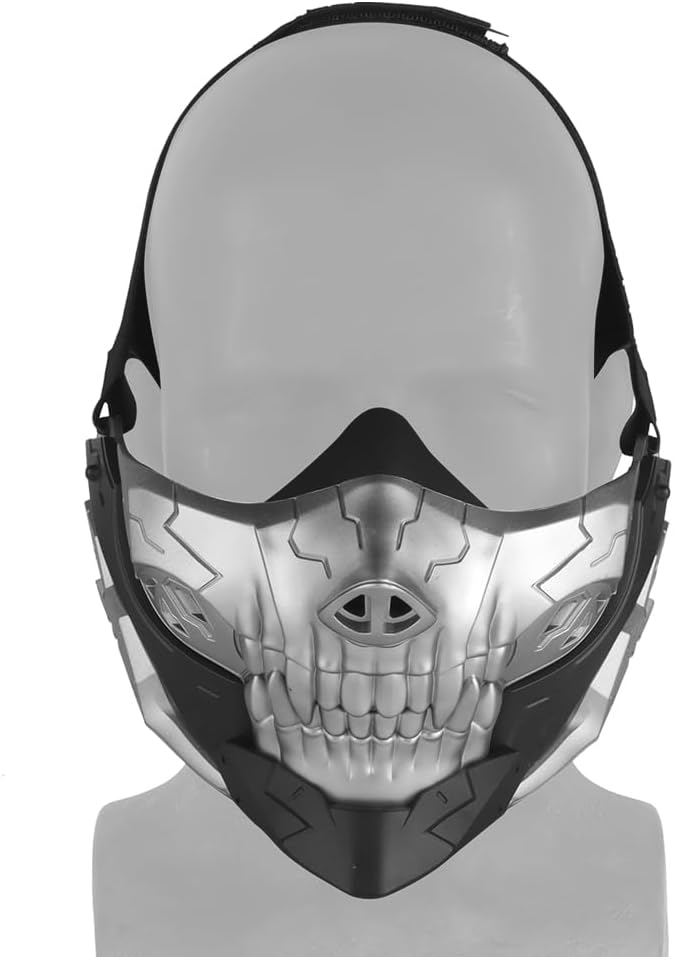 JFFCESTORE Tactical Airsoft Half Face Masks, Rebel Skull Airsoft Half Face Mask Airsoft Protective Masks for Cs War Game Halloween Party - Image 4